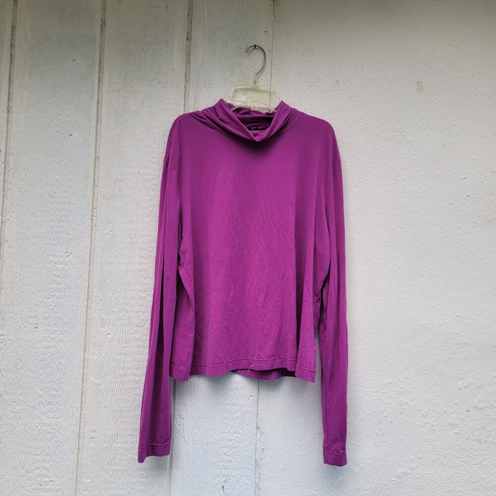 St. John Long Sleeve Lightweight Mock Neck Top Nylon Spandex Purple Size XL